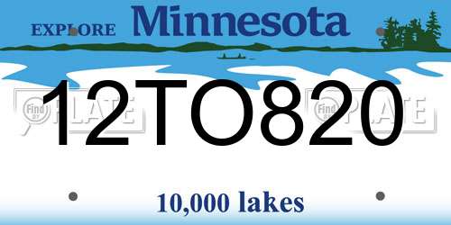 12TO820 Minnesota License Plate