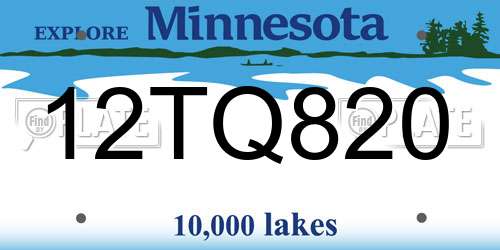 12TQ820 Minnesota License Plate