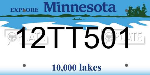 12TT501 Minnesota License Plate