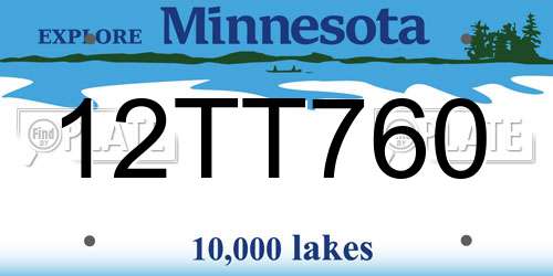 12TT760 Minnesota License Plate