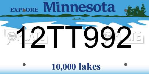 12TT992 Minnesota License Plate