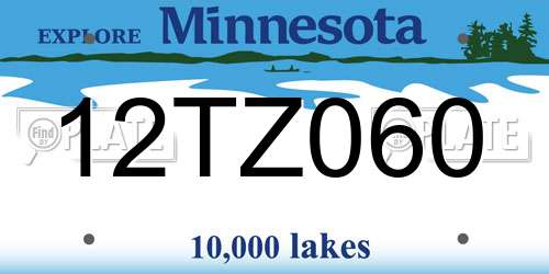 12TZ060 Minnesota License Plate