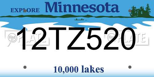 12TZ520 Minnesota License Plate