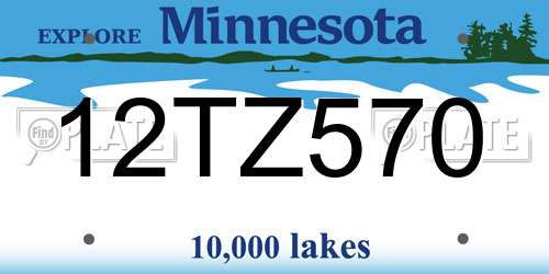 12TZ570 Minnesota License Plate