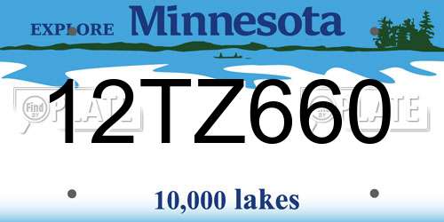 12TZ660 Minnesota License Plate