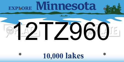 12TZ960 Minnesota License Plate