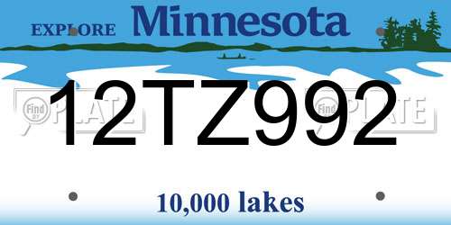 12TZ992 Minnesota License Plate