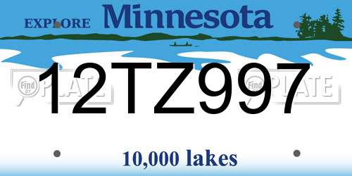 12TZ997 Minnesota License Plate