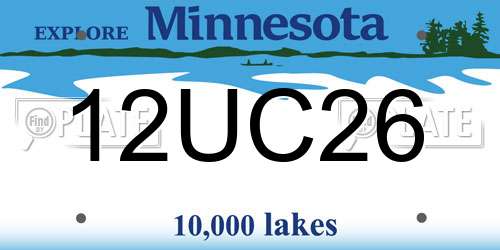 12UC26 Minnesota License Plate