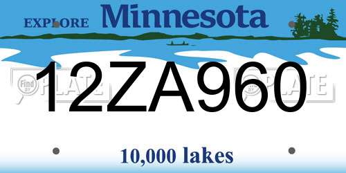 12ZA960 Minnesota License Plate