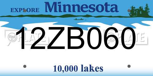 12ZB060 Minnesota License Plate