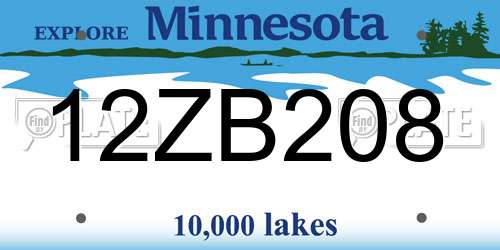 12ZB208 Minnesota License Plate