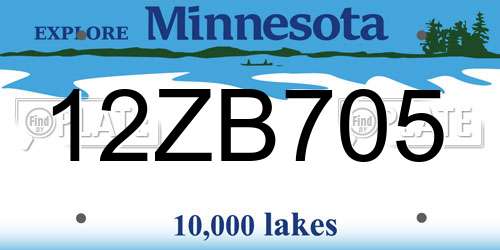 12ZB705 Minnesota License Plate