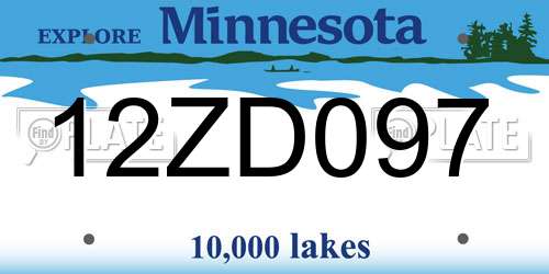 12ZD097 Minnesota License Plate