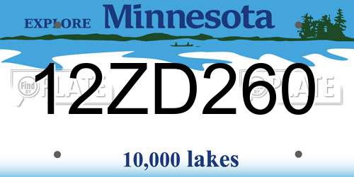 12ZD260 Minnesota License Plate