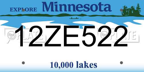 12ZE522 Minnesota License Plate