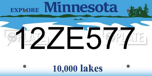 12ZE577 Minnesota License Plate