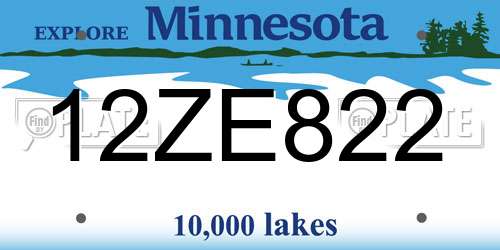 12ZE822 Minnesota License Plate