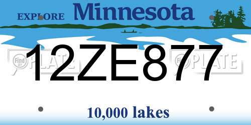 12ZE877 Minnesota License Plate