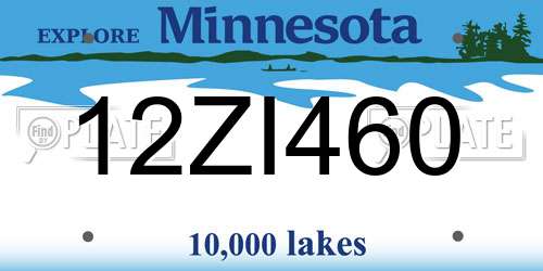 12ZI460 Minnesota License Plate