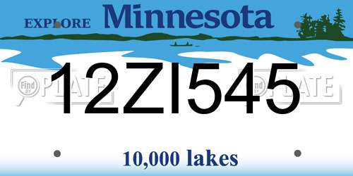 12ZI545 Minnesota License Plate