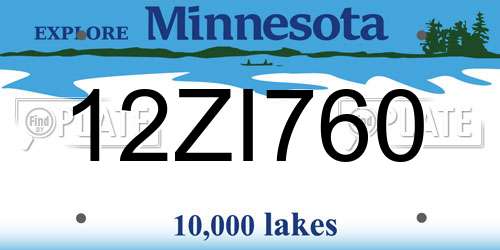 12ZI760 Minnesota License Plate