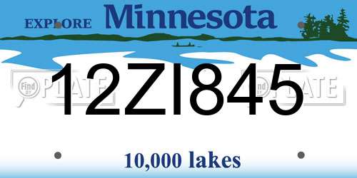 12ZI845 Minnesota License Plate