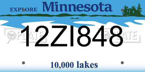 12ZI848 Minnesota License Plate