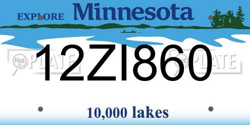 12ZI860 Minnesota License Plate