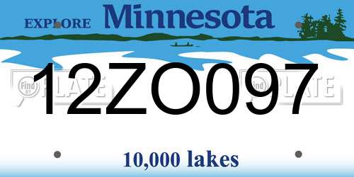 12ZO097 Minnesota License Plate
