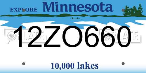 12ZO660 Minnesota License Plate