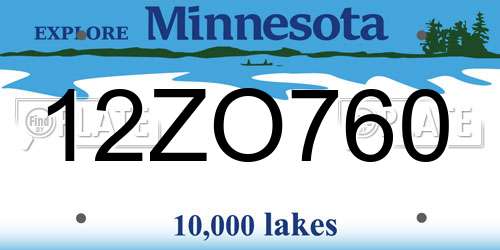 12ZO760 Minnesota License Plate