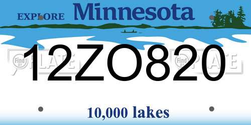 12ZO820 Minnesota License Plate