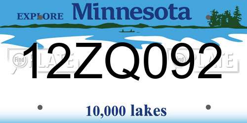 12ZQ092 Minnesota License Plate