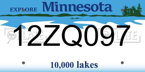 12ZQ097 Minnesota License Plate