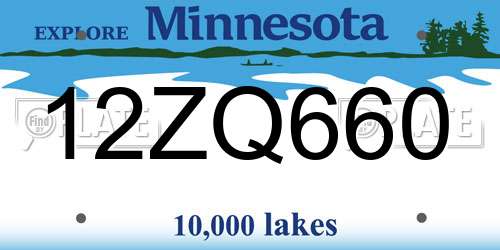 12ZQ660 Minnesota License Plate