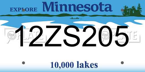 12ZS205 Minnesota License Plate