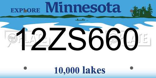 12ZS660 Minnesota License Plate