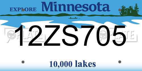 12ZS705 Minnesota License Plate