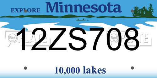 12ZS708 Minnesota License Plate