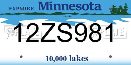 12ZS981 Minnesota License Plate