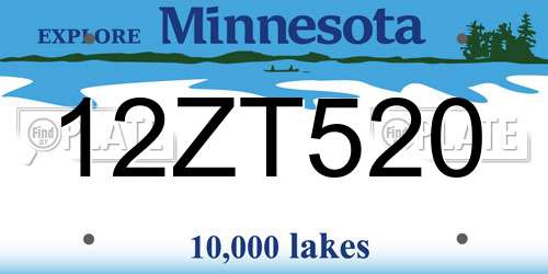 12ZT520 Minnesota License Plate