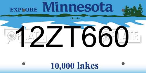 12ZT660 Minnesota License Plate