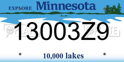 13003Z9 Minnesota License Plate