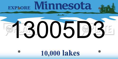 13005D3 Minnesota License Plate
