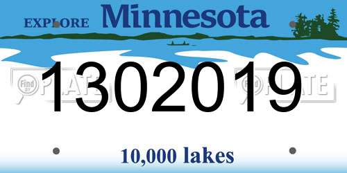 1302019 Minnesota License Plate