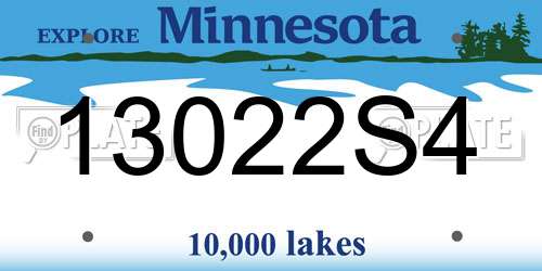 13022S4 Minnesota License Plate