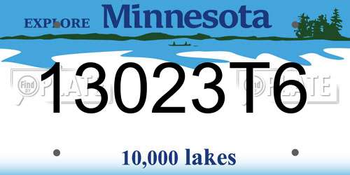 13023T6 Minnesota License Plate