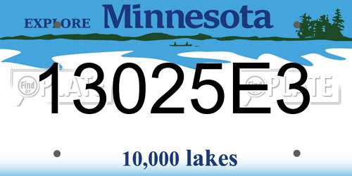 13025E3 Minnesota License Plate