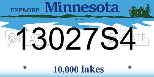13027S4 Minnesota License Plate